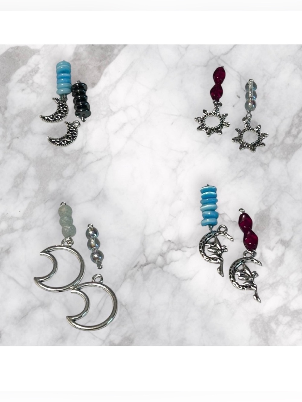 Hand Crafted Earrings Mix & Match Charms Beads Dangle Long Pierced